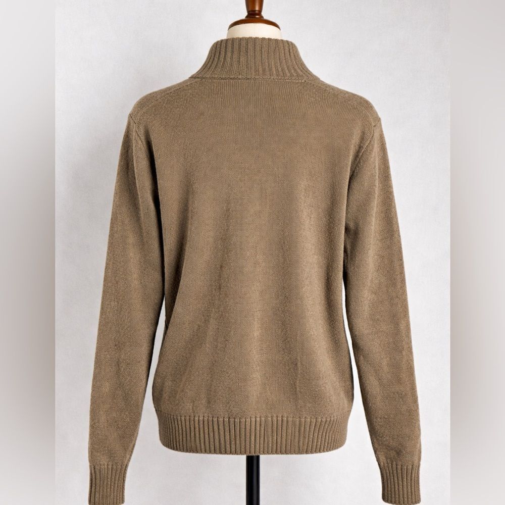 Oscar de la Renta Men’s Quarter Zip Knit Sweater | Leather Pull | Quiet Luxury - Picture 6 of 10